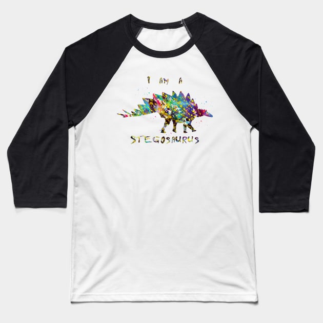 Stegosaurus Baseball T-Shirt by erzebeth